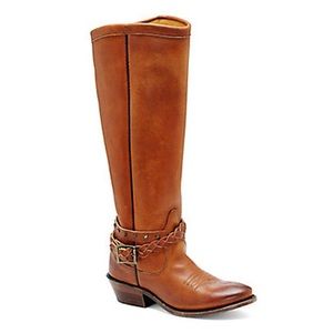 Vince Camuto Richita Braided Buckle Western Boot Tobacco Stampede